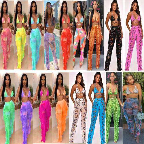 Trendy Two-Piece Set - Crop Halter Top with Adjustable