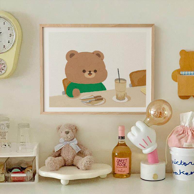 ins可爱卡通挂画卧室儿童房温馨壁画餐厅电表箱装饰画开关遮挡画