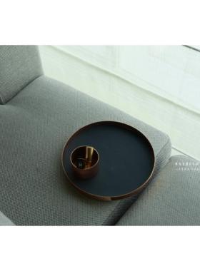 黄铜置物盘皮红铜纳色YUX托盘北欧革皇室RTAY化妆刷梳妆台收黄铜