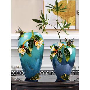 现代玻璃DPV瓶珐琅高花装 饰端大气乔迁 饰品客厅口酒柜入电视柜装