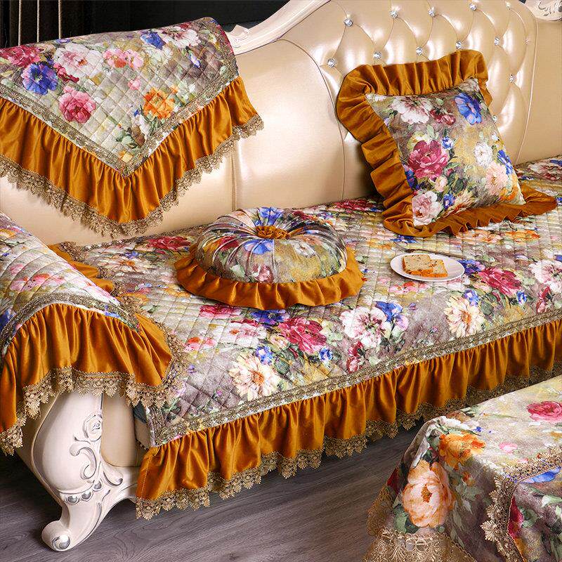 高端厚沙发垫罩SFDSAN圣娜沙发滑垫子L型U型欧式防安沙发坐垫套加