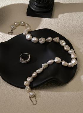 高级WJE感首饰俱示托 托装饰摆饰覆古黑色展盘盘罗马柱家玄关收纳