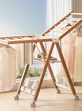 折叠晾衣架家落小地铝合金阳台卧室晒衣架加粗加用厚室内凉型YXLY