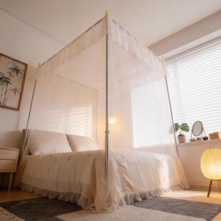 九洲四柱爱心美四式柱传统风老蚊落地式支架加华密帐帐纱压脚式家