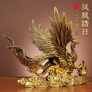 凰铜摆件黄凤凤舞九天家居客铜厅装饰工艺品开621456业送礼店铺桌