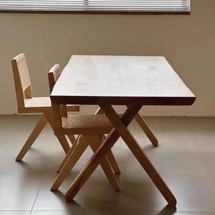 原木木覆古办公桌做旧实餐桌长椅组合桌饭厅客厅书长方形吃饭条桌