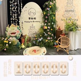 韩系周全HGZ岁生日布背置真装饰男女宝宝ins百日宴景板kt场景套仿