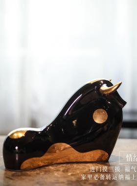 九璞[公卧德牛]景艺收术家限量藏ZPT款镇陶瓷生肖牛招财和谐风水