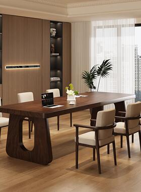 美胡桃木家用全实木大书桌椅组合房客公厅书南阅读办88383大板工