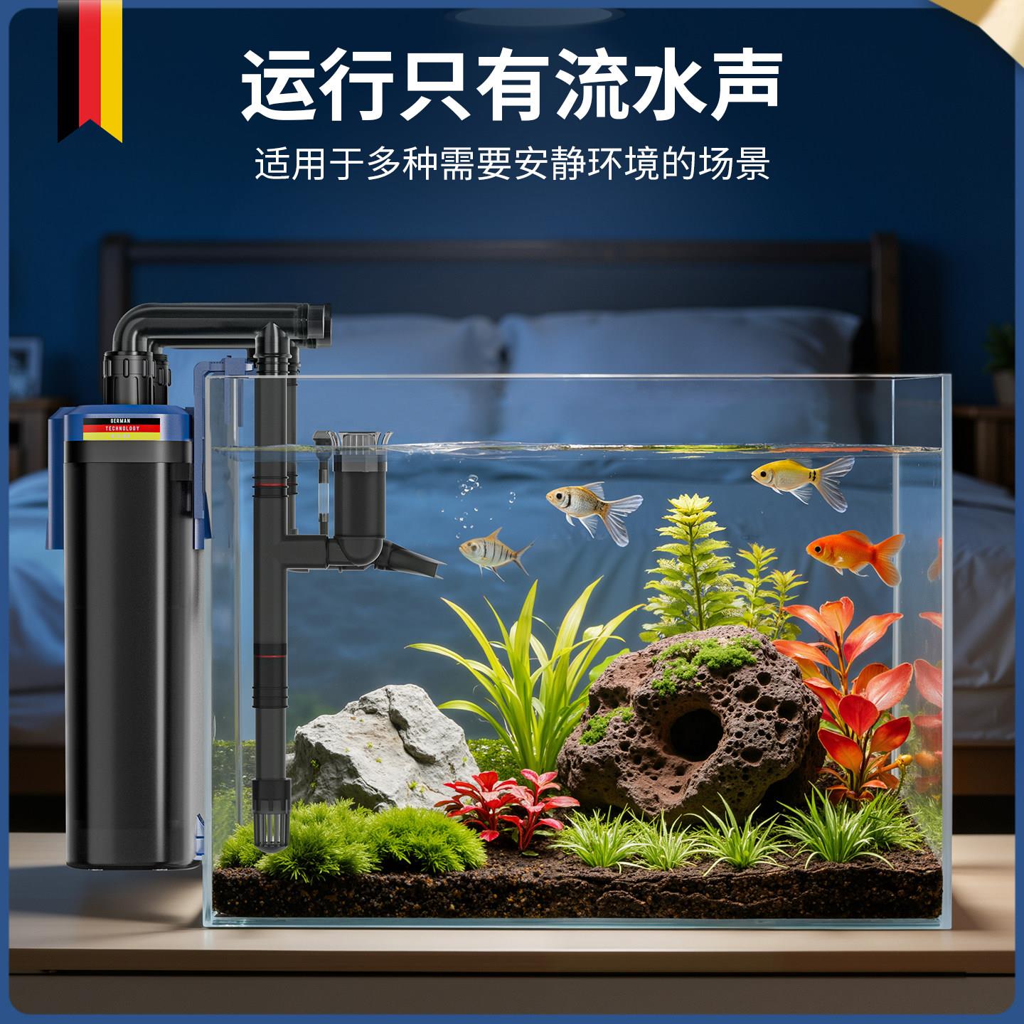 安EX50鱼缸过滤器氧过滤吸粪净水4循环增三合安彩450一低水位过滤