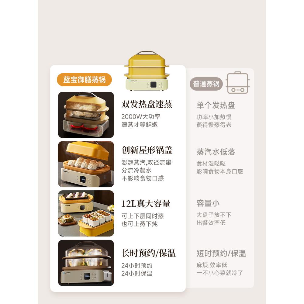 蓝宝御膳电锅多功能双发热盘蒸箱蒸家炖一体早餐机202用5年953新