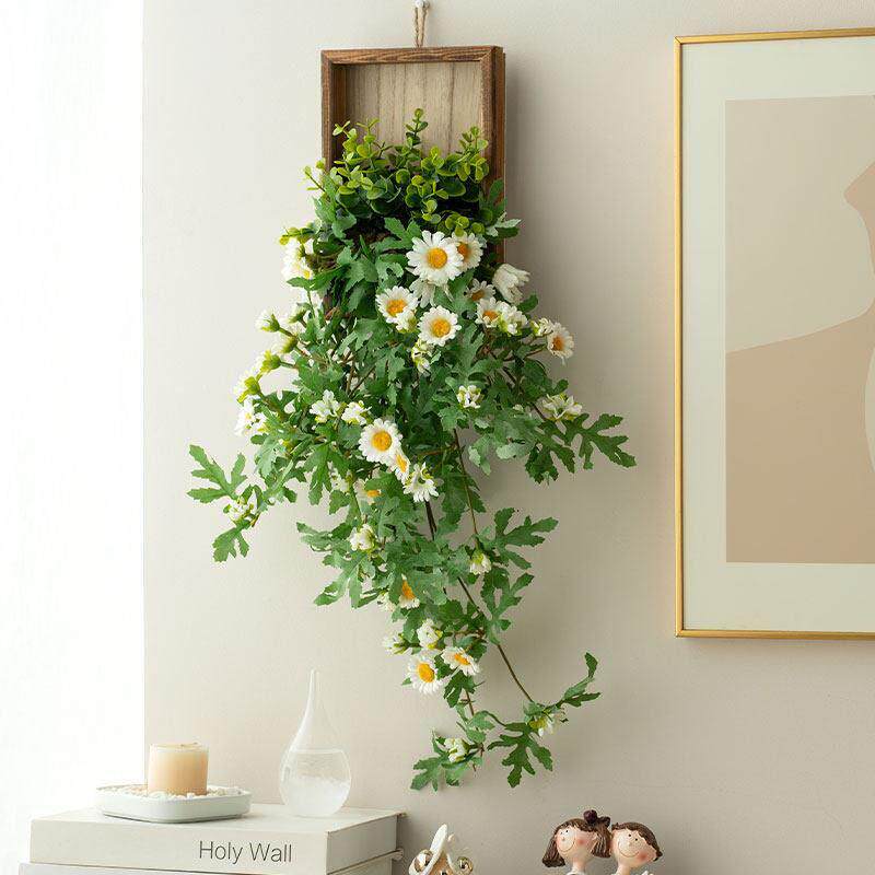 饰壁挂彷真绿色内植墙物装饰框ins面装小雏菊挂件室墙壁假花藤蔓