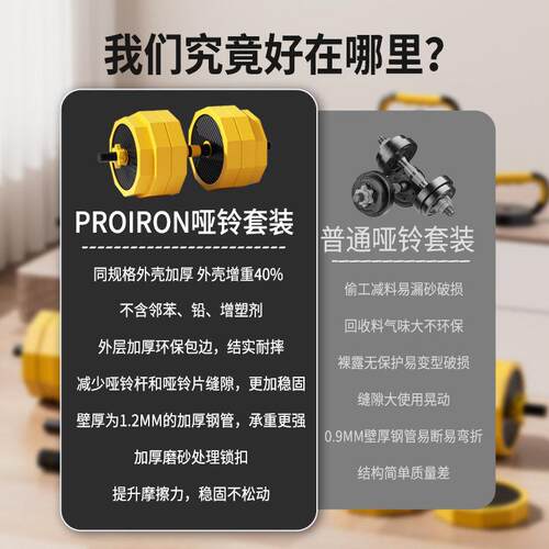PROIRON普PRO-YL18/力艾哑铃男士家用健壶铃杠可调节重量男生身宿
