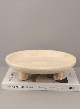 欧式轻奢洞脚1276圆三形果盘托盘石摆件客厅酒店茶几样板房家装居