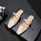 6321惠东易鑫达2025法式 方头钻扣一字带低跟穆勒包头半拖鞋 女外穿