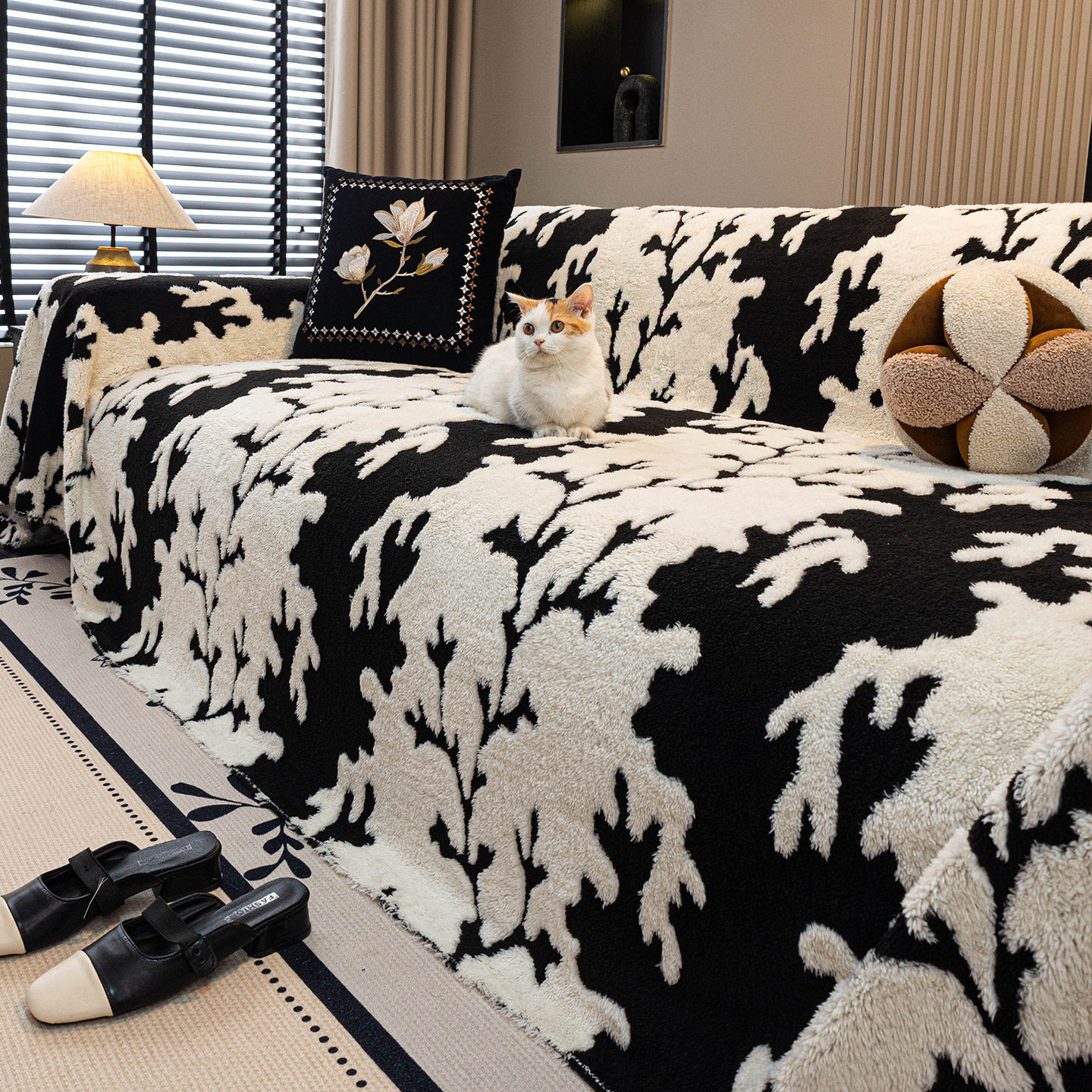 北欧风高克重舒棉绒沙发巾2026新款秋冬沙发毯一片式防滑沙发套罩,居家布艺,沙发垫,淘宝优惠券,粉丝福利购,淘宝优惠卷