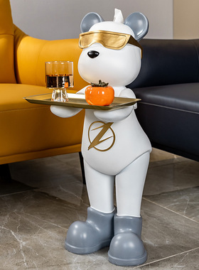 闪电熊落地摆件收纳纸巾盒沙发边酒店会所装饰摆件乔迁高级感送礼