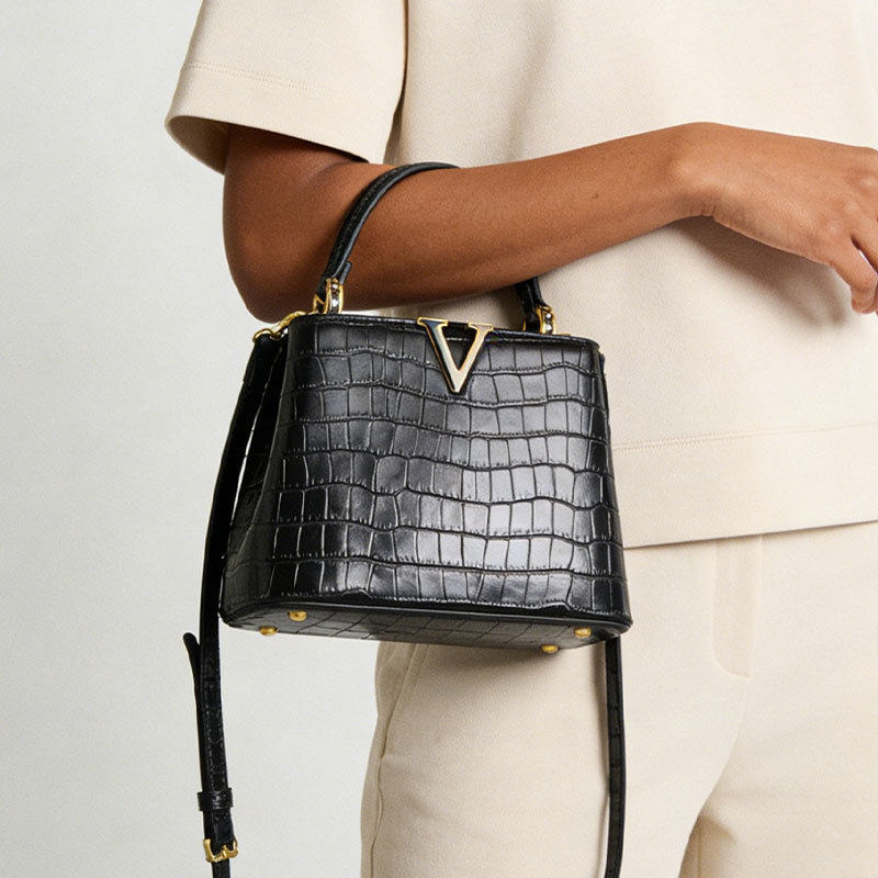 水桶包鳄鱼纹女士手提包大容量百搭单肩包时尚日常通勤斜挎包