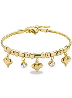 手链女欧美时尚小众气质简约镶钻爱心锆石串珠钛钢饰品手链