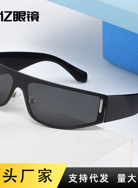 新款网红科技风辣妹护目镜朋克运动太阳眼镜连体欧美拍照无框墨镜