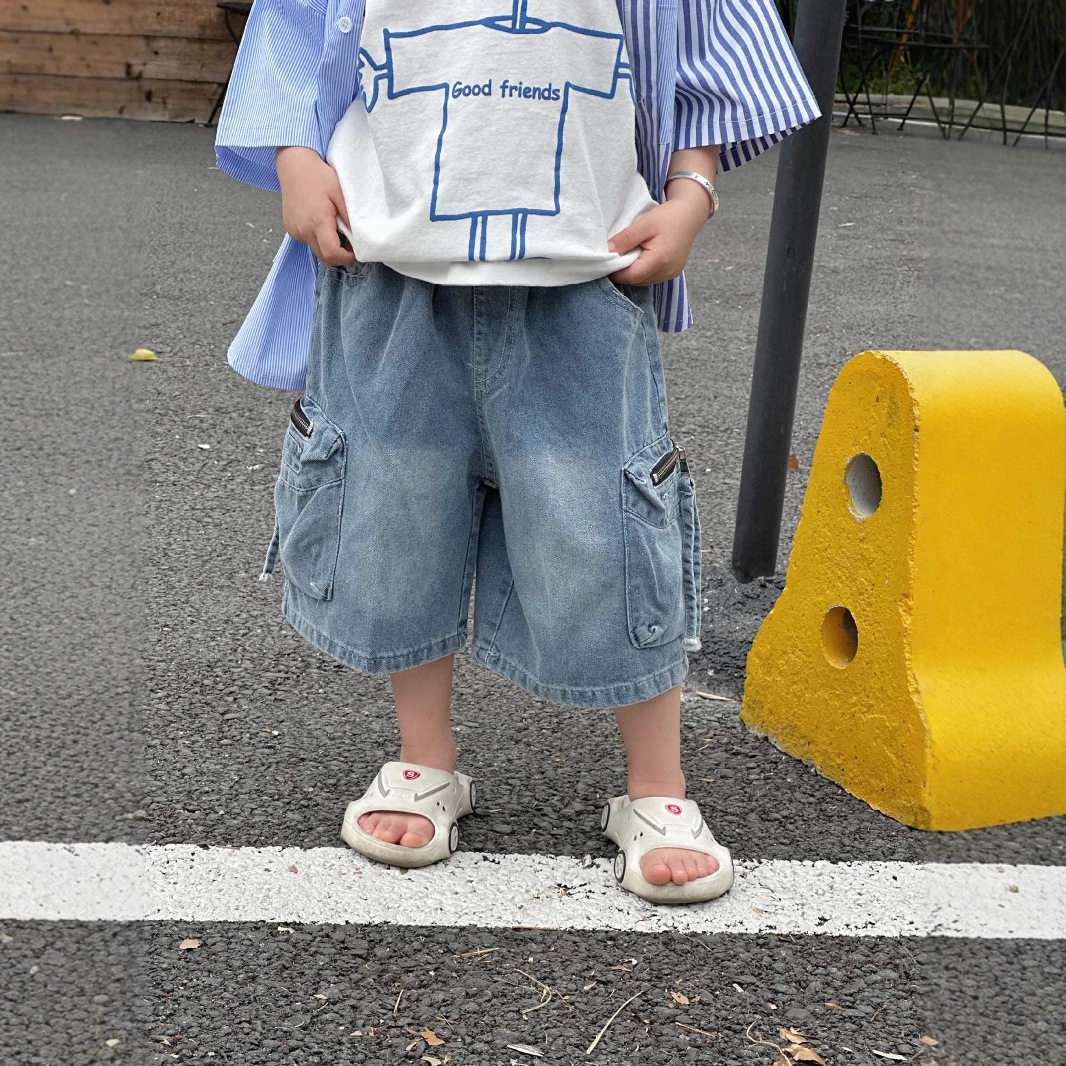 男童牛仔裤短裤夏款2025新款中小儿童夏装裤子男孩夏季五分中裤潮