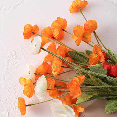 贝汉美小清新罂粟花仿真花假花客厅餐桌插花花束家居装饰花艺摆设