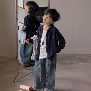 现货26春季儿童针织开衫韩系ins风刺绣男女童薄款毛衣空调房外套