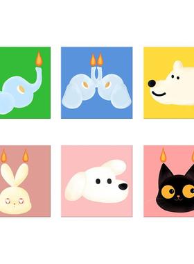 胺zoo北欧ins风客画厅沙装饰发画多巴摆多联可爱动物QB202308卧室