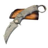 大马外士革折叠刀户外钢野露营刀果刀随身便携钩鱼工具小水刀