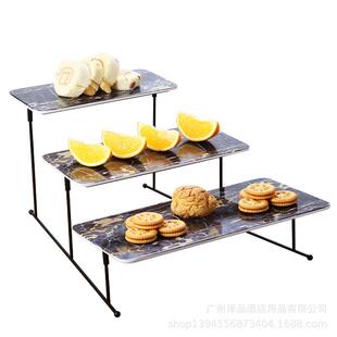 高级盘下午茶蛋糕点心三层点心酒会甜歇品示台展架摆件水果托盘冷