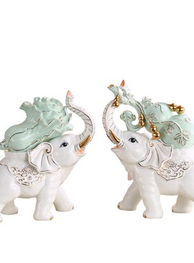 陶瓷大象一对招财结婚用家居客厅玄关电视柜酒柜装饰对象摆设