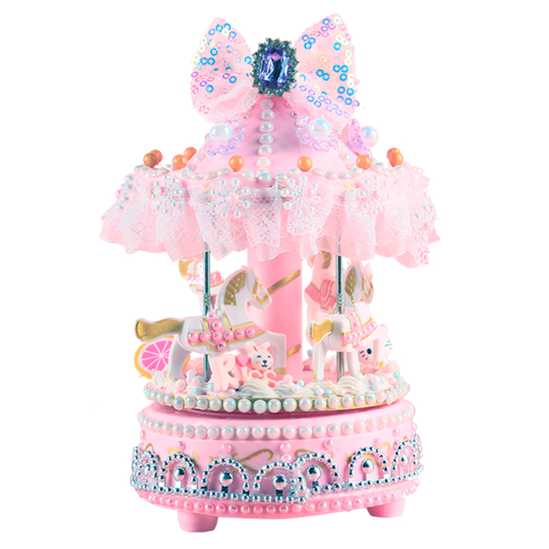 儿童手工奶油胶diy音乐盒旋转木马水钻粘贴 制作八音盒材料包