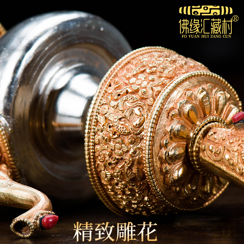 佛缘汇尼泊尔贲巴壶密宗灌顶供具铜鎏金鎏银净水瓶奔巴壶供奉摆件