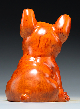 花梨木雕狗摆件木质十二生肖狗家居客厅办公室摆设装饰红木工艺品