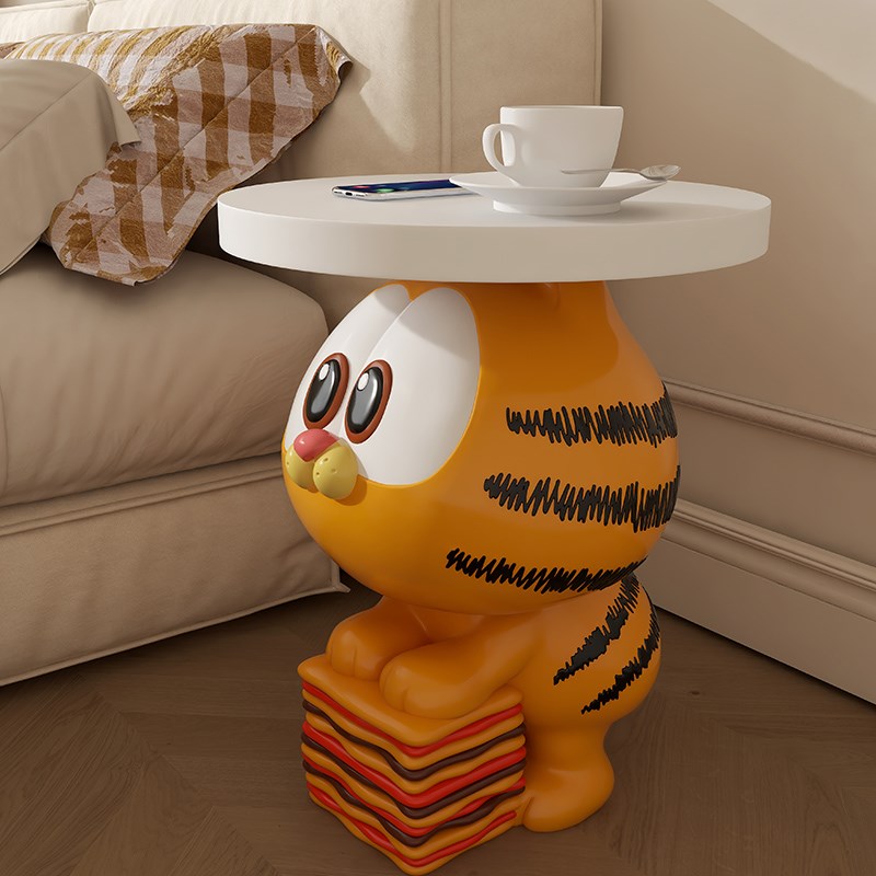 创意小加菲猫沙发边几客厅可移动角几床头柜落地托盘软装饰品摆件