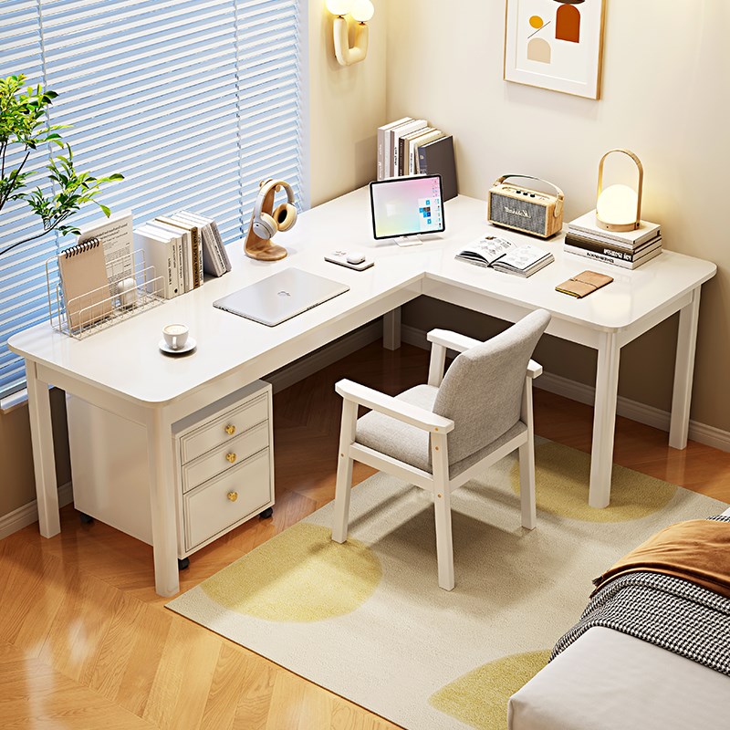 实木拐角书桌卧室L型电脑桌转角办公桌家用书房墙角学生写字桌子