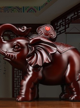 大象摆件一对木质电视酒柜创意客厅玄关工艺品家居装饰博古架中式