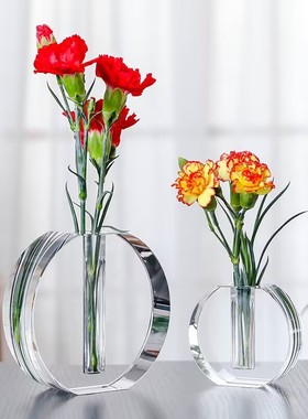 高档水晶花瓶摆件 小花瓶客厅家居柜台办公室餐桌装饰品乔迁礼品