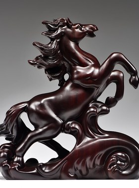 黑檀木马到成功雕刻木质生肖马家居客厅装饰品店铺业送礼品