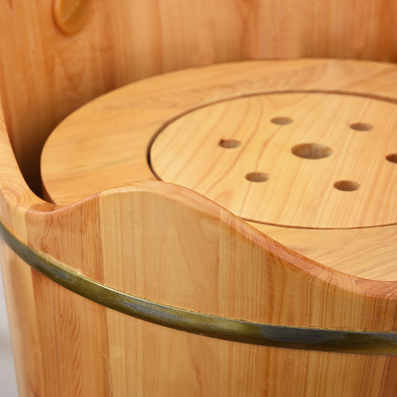 泡脚木桶过小腿过膝熏蒸桶家用实木蒸汽加热蒸脚桶木质洗脚足浴盆