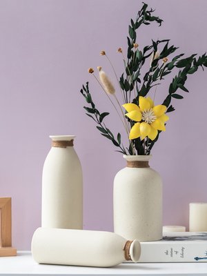 创意粗陶干花花瓶摆件简约家居客厅餐桌插花艺现代装饰品民宿花器