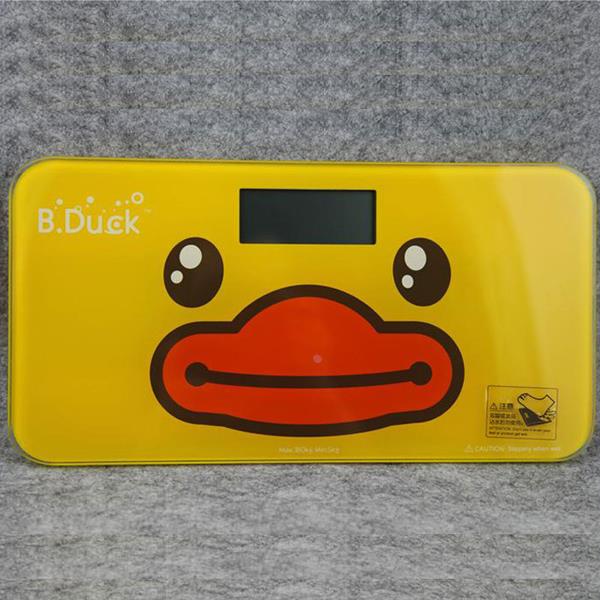 b.duck小黄鸭家用人体秤体重秤液晶屏数字显示电子秤钢化玻璃健康