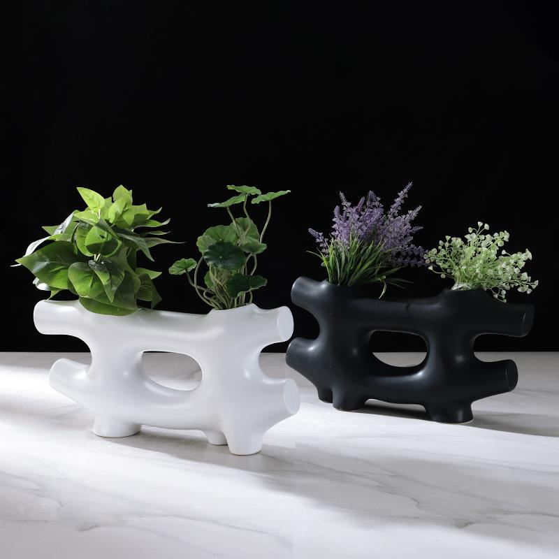 简约现代几何创意陶瓷摆件轻奢极简样板间售楼软装花器饰品