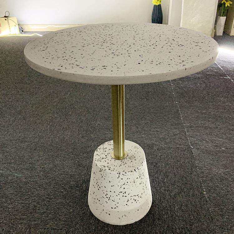 奶茶咖啡店休闲小桌水磨石桌子接待室茶几工业风个性边几
