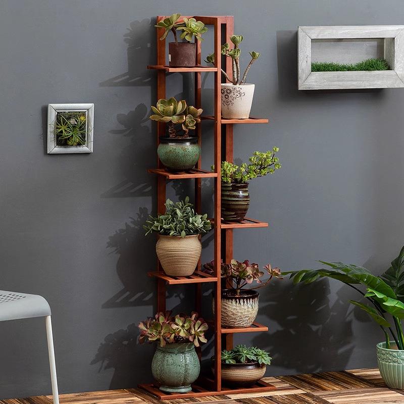 阳台花架子花盆植物架阳台可移动客厅大厅用室内木制落地折叠花架