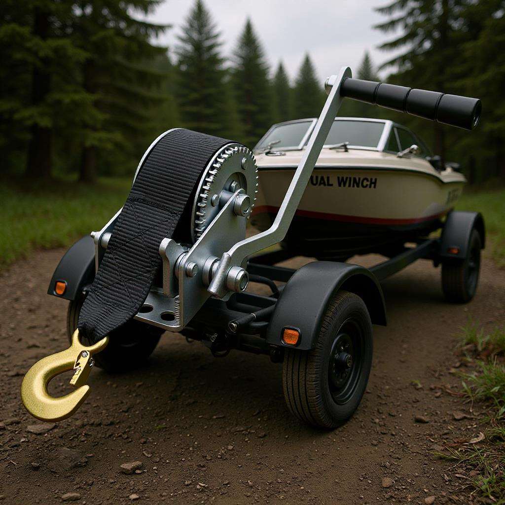 1800lb便携式钢丝绳手摇绞车织带手摇绞盘