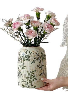 花复古陶繁瓷花瓶摆件厅水培插花创意高级客感园YSI风装田饰品