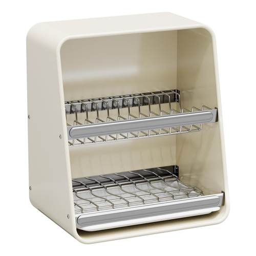 厨房台面碗架收纳柜家用双层全斜面放餐具装碗碟带沥水托盘置物架