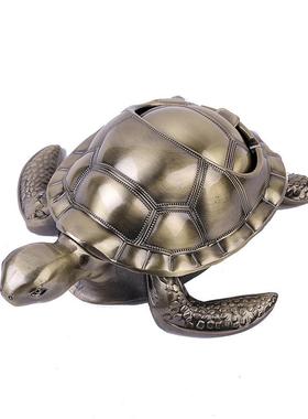 金属海龟带盖KVE防风防摔创意复烟灰缸装饰工品艺办古公室家居摆