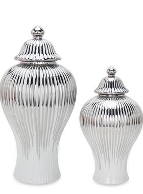 款陶电镀将军罐家居件轻奢工艺瓷品摆装饰客爆LBF厅台面摆设花瓶